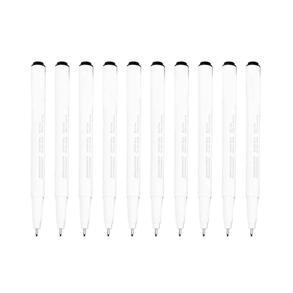 10Pcs 0.5mm Micro Line Pens Excellent Black Inks Smoother Writing Waterproof Line Drawing Pen for Drawing Sketching