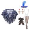 1920s Flapper Costume Set for Women with Sequined Shawl and Pearls Necklace Accessories for Gatsby Parties