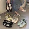 Fashion 2025 Spring Autumn Flat Mary Janes Shoes Woman Candy Color Soft Leather Ballet Flats Ankle Strap Comfy Mocaasins for Woman