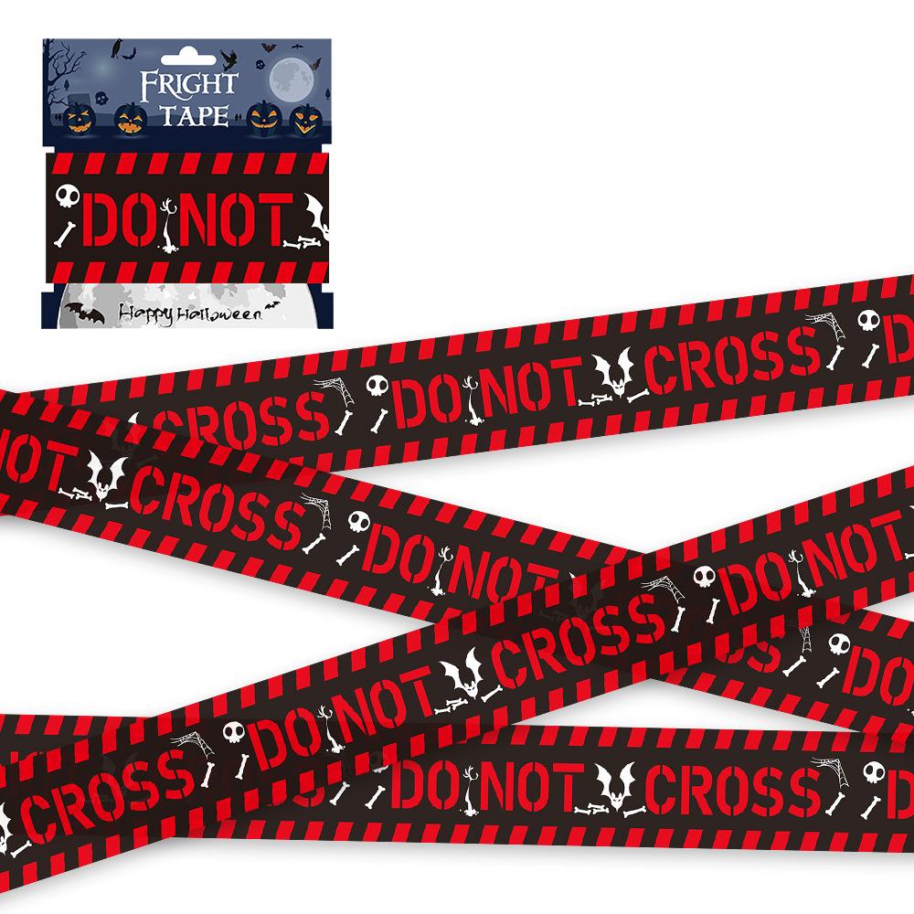 6CM Halloween Warning Tape Signs Halloween Props Window Prop Party Danger Warning Line Halloween Decoration Witch Balloons