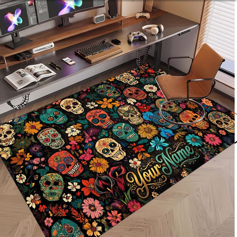 Celebration Theme Soft Crystal Velvet Rug Custom Name & Text Print Non Slip Floor Rug for Bedroom Living Room