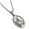 silverKYASYA" Stainless Steel Miraculous Medal Necklace for Men and Women, Virgin Mary Necklace with Silver Coin Pendant (45)