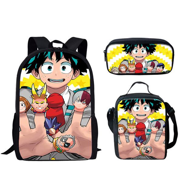 My Hero Academia Backpack Set With Large Capacity For Daily Use And Student Gear