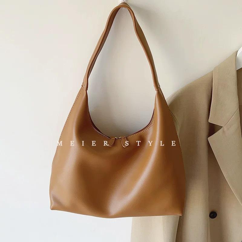 Soft leather simple shoulder bag women's fashion versatile niche underarm bag high-end large-capacity bag