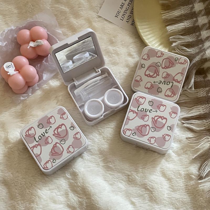 Candy enfärgad kontaktlinsfodral Plastfärgad kontaktlinslåda Bärbar kontaktlinsförvaringslåda Mini Care Box