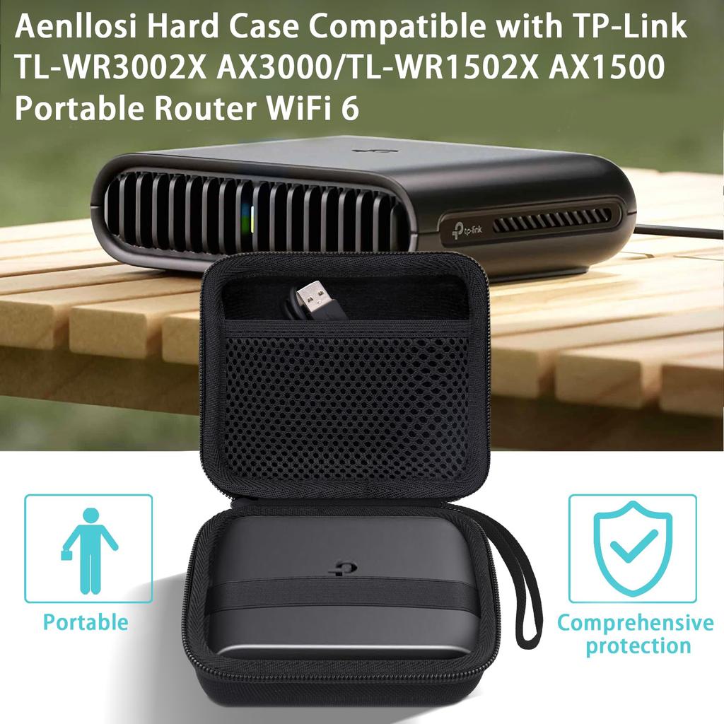 (Case Only) Storage Case for TP-Link WiFi AX1500 Wireless LAN Router TL-WR1502X/A, Black - Aenllosi
