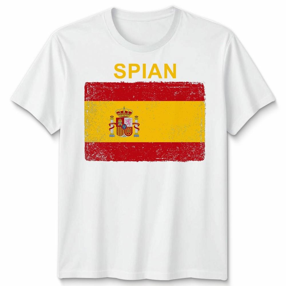 Spain Spanish Day Unisex T Shirts Grunge Flag Country Gift Football Novelty