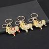 Goat Zodiac Rhinestone Pendant Keychain Durable Alloy Lucky Charm for Chinese New Year Car Bag Decoration Souvenir