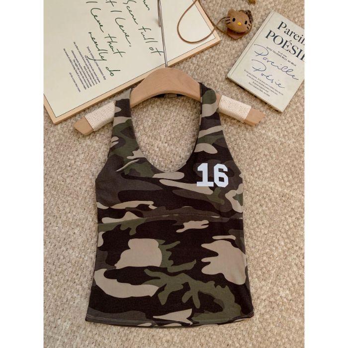 Summer New American Sweet and Spicy Style Star Printing Neck Vest Female Slim and Thin Temperament Versatile Top