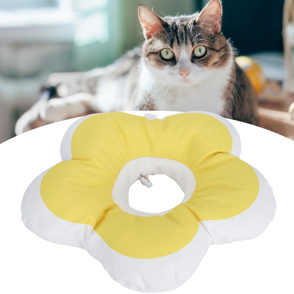 Collare di Recupero per Animali a Forma di Fiore Impermeabile Regolabile Anti-Morso Collare a Cono per Animali(Giallo S)