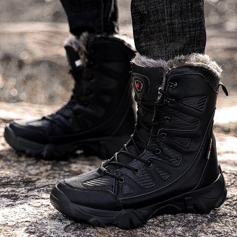 2103 Men's Snow Boots High Top Lace Up Plush Thick Warm Cotton Shoes Hiking Off-road Sports