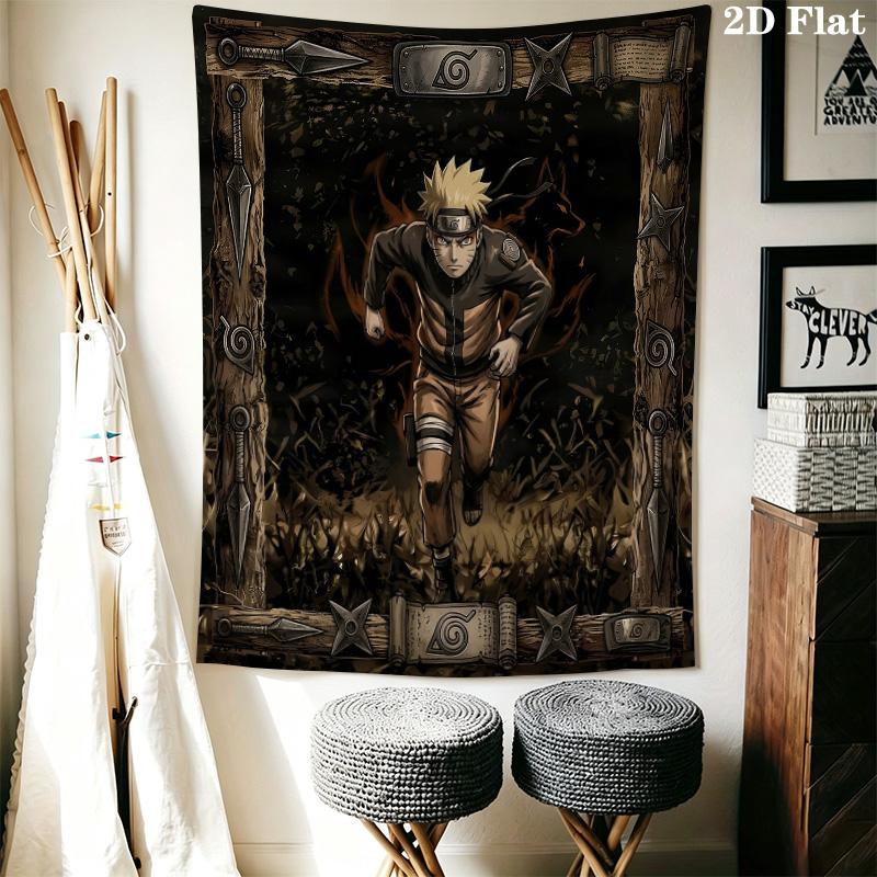 Naruto Fire Determination Wall Tapestry Aesthetic Wall Hanging Printed Fabric Blanket Decorative Tapestries For Bedroom Living Room Home Decor