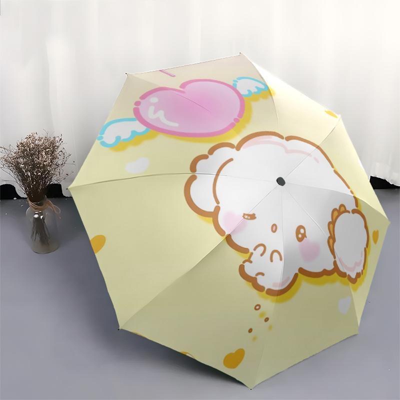 1pc Cute Cartoon Lamb Automatic Opening/Closing Umbrella with Wings - Portable Folding Design, 8-Bone Iron Frame Outdoor Umbrella for Fans, Travelers,