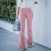 Spring and Autumn Women's Plus Size Solid Colour High Waist Slim Micro Flare Pants Corduroy Elastic Waist Casual Pants