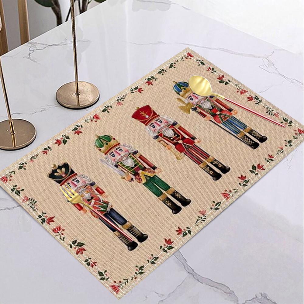 Christmas Nutcracker Ballet Girl Table Mat Pink Gold Fairy Tale Placemat for Holiday Table Christmas Dinner Winter Party Decor