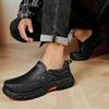 Handmade Men's Slip-On Loafers Hands-Free Casual Dress Shoes Durable Genuine Leather Walking Shoes Non-Slip Rubber Sole Footwear