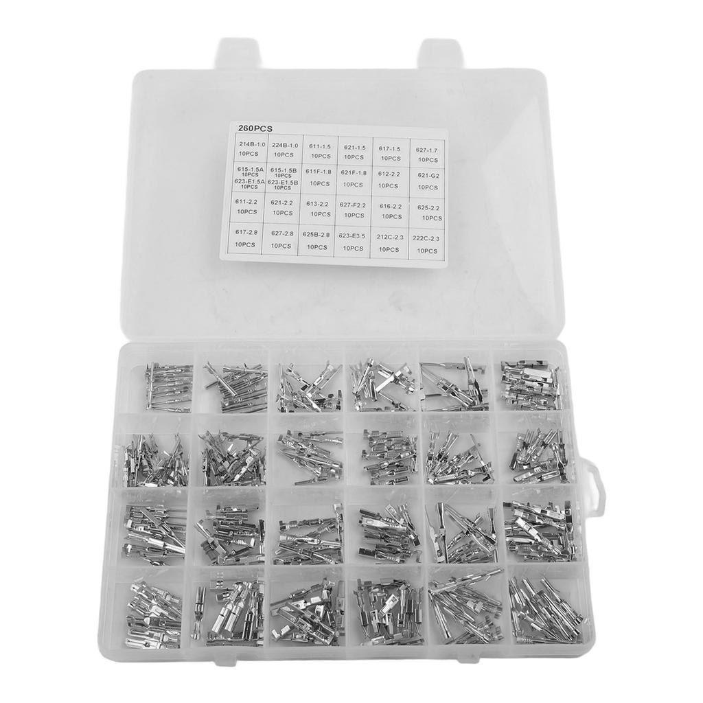 260 Pc Car Electrical Wire Terminal Pins Kit 1mm/1.5mm/1.8mm/2.2mm/2.8mm/3.5mm Connector Automotive Connector Pins Accessories