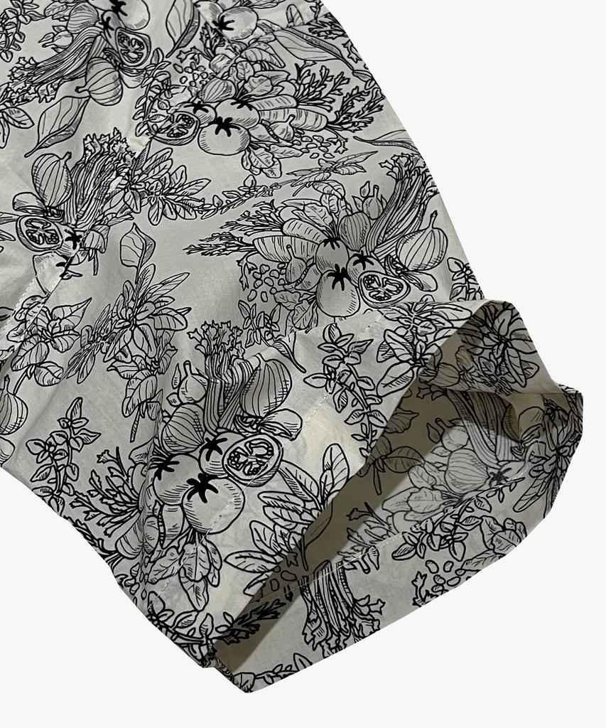 Nainneoscheu Botanical Drawing Open Collar Shirt_Ivory