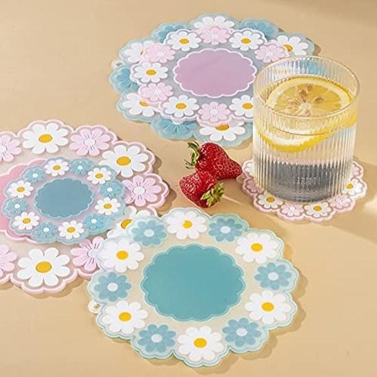 Dekori Pot Mat Silicone Heat-resistant Holder Stylish Floral Design Insulation Pad Cute Hinagiku-chan Coaster Waterproof Multi-purpose Non-slip Thick