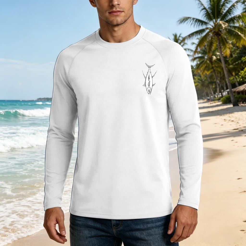 Men's Long Sleeve UPF 50 Plus Sun Protection Shirt Basic Breathable Loose Fit Outdoor Casual T-Shirt with Quick Dry Cooling Fabric