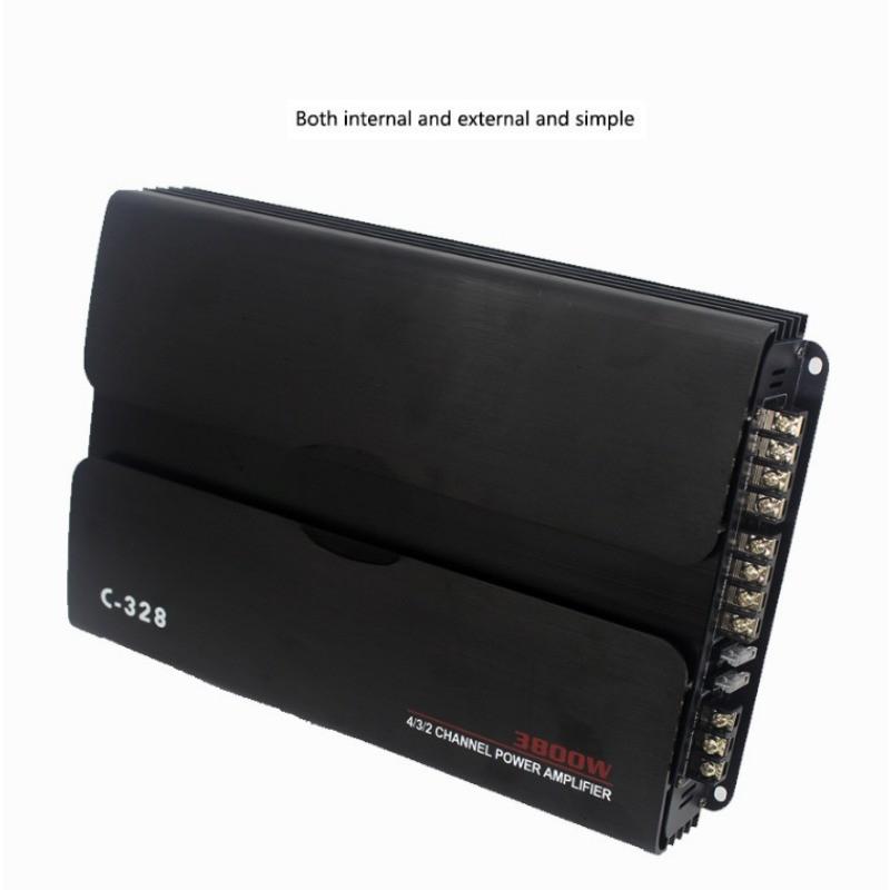 3800W 34*22*6CM 12V 4-Channel HIFI Car Amplifier Portable Car Audio System High Power Stereo Speaker