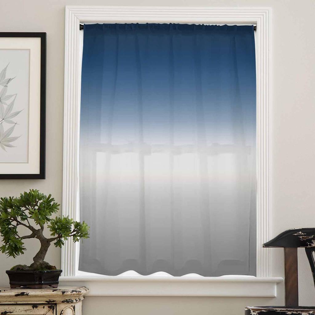 Blågrå Gradient Abstrakta Skira Gardiner för Barnrum Vardagsrum Voile Fönstergardiner Tyll Draperier