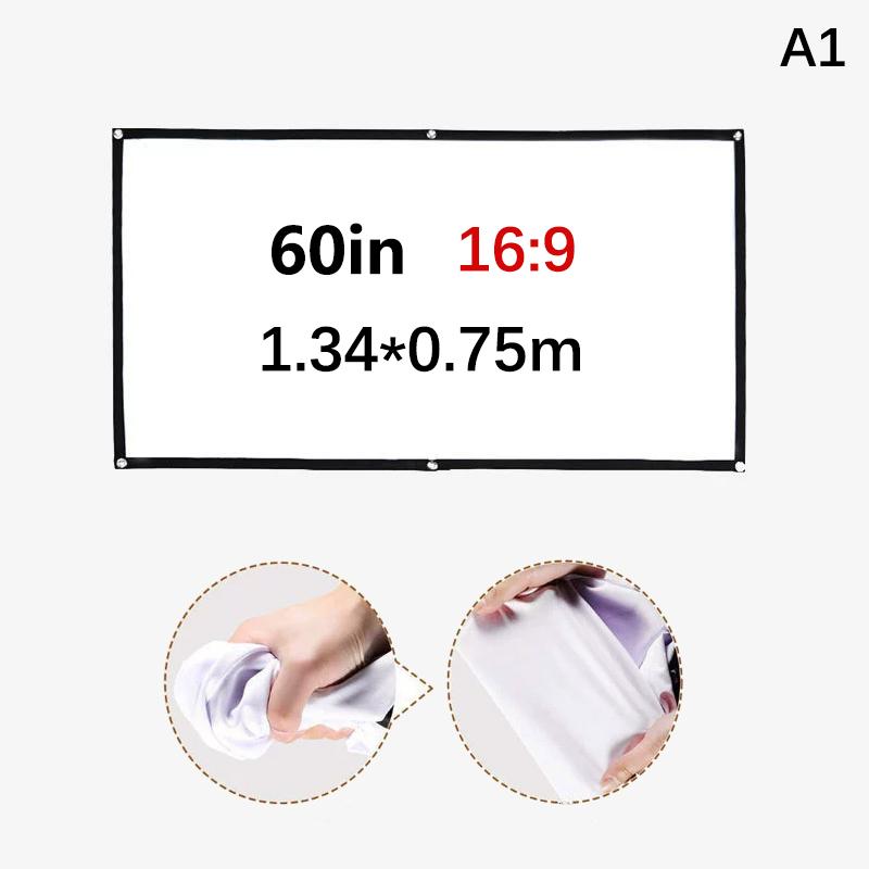 16:9 Portable Projector Screen Simple Projector Curtain 60/72/84/100/120 Inch Hd Display Screen For Home Cinema Theater Movie