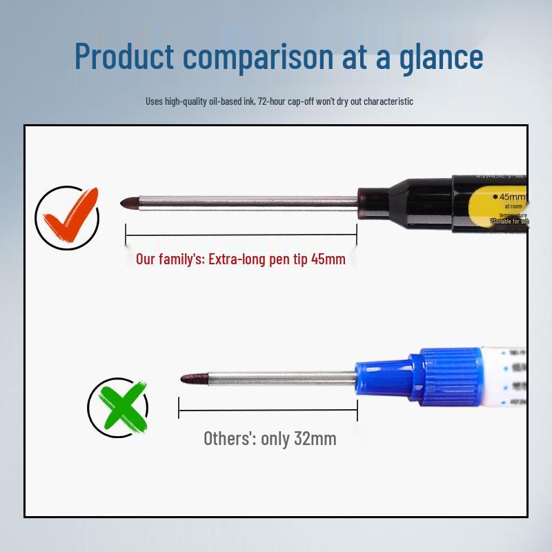 Jinwannian 45mm Deep Hole Oily Waterproof Marker for Woodworking and Construction