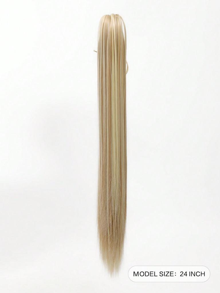 Synthetic Hair Extensions 24 Inch Long Straight Claw Clip Ponytail Wig Suitable For Women's Daily Party Use