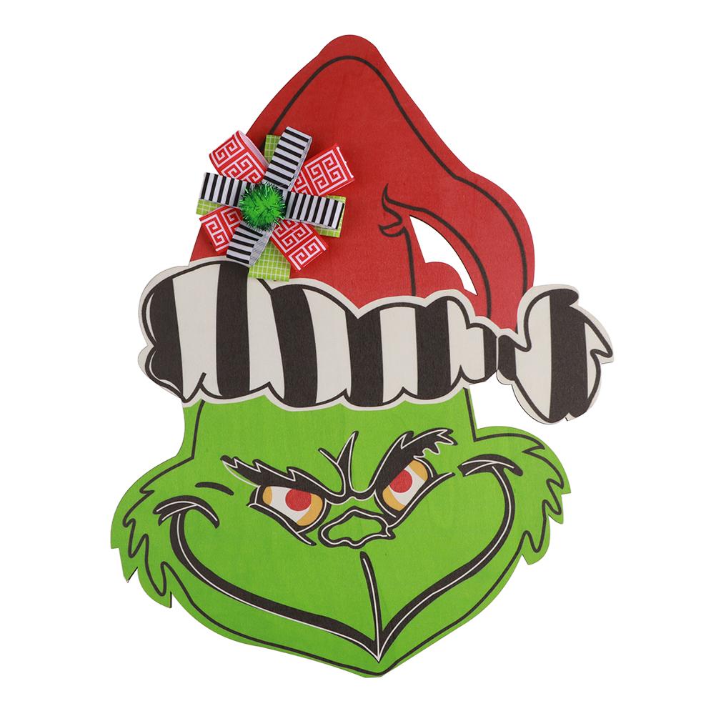 Christmas Welcome Door Sign Green Film Character Wooden Wreath for Front Door Wall Porch Indoor Outdoor Decor