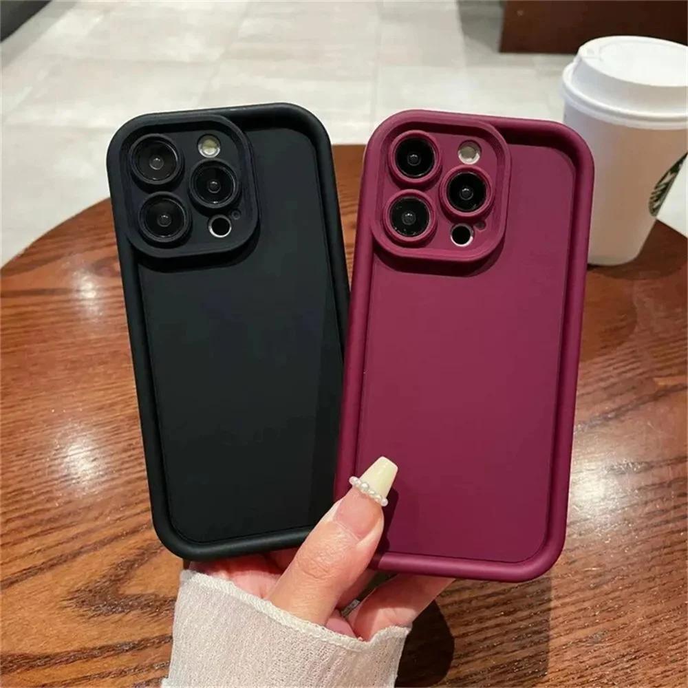Camera Protection Color Soft Phone Case For iPhone 11 12 13 14 15 16 Pro Max Plus Mini iPhone 14 15 16 13 Shockproof Bumper Case