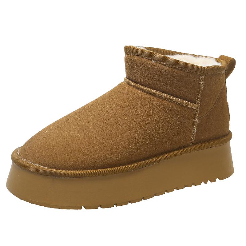 

Мода Новая Мода 2024 Женские Зимние Сапоги Дизайнерская Толстая Подошва Кожа Теплые и Удобные Ботильоны до Щиколотки с Мехом Роскошные Сапоги 37 коричневый