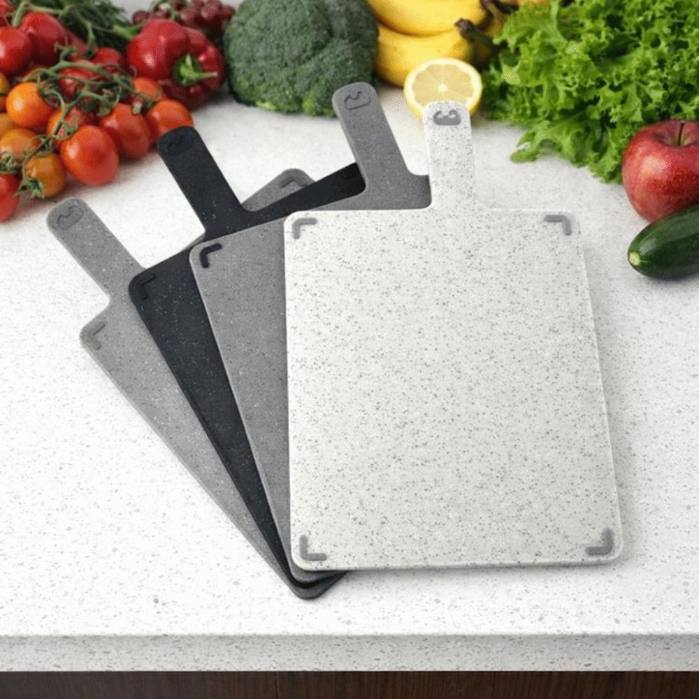 4 Pieces Non-slip Chopping Board Set with Storage Rack Slicing Board  Complementary Foods