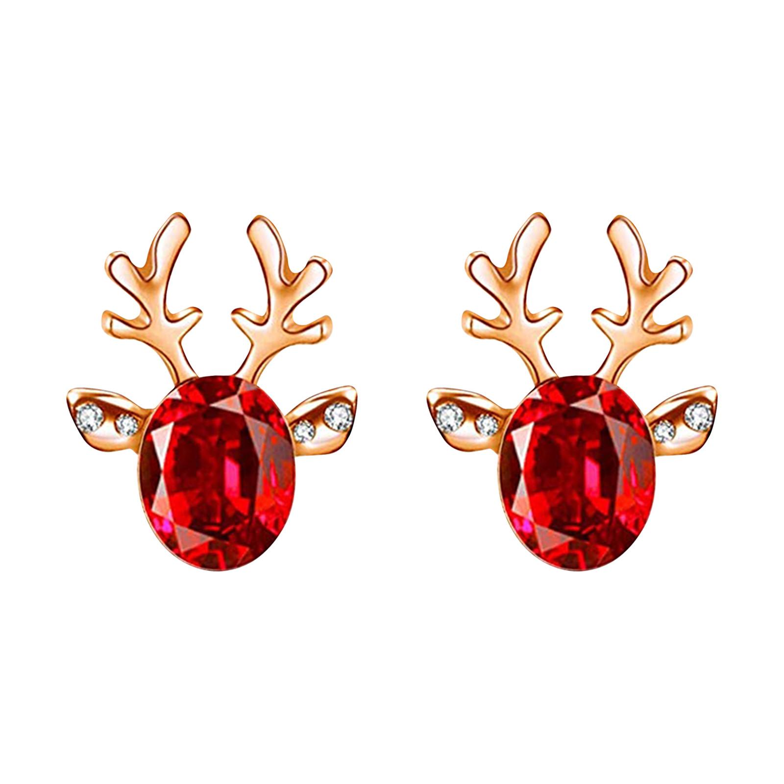 

Zircon Stud Earrings Women Christmas Antlers Deer Earrings Boho Stud Earrings Cute Earrings Jewelry Gifts Christmas Decorations One Size красный