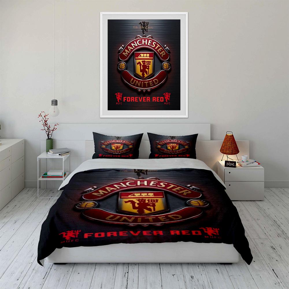 Manchester United Bedding Set Bedding Duvet Cover Set Duvet Cover Pillowcases Home Decor (1 * Duvet Cover 2 * Pillowcases, Without Duvet Insert)