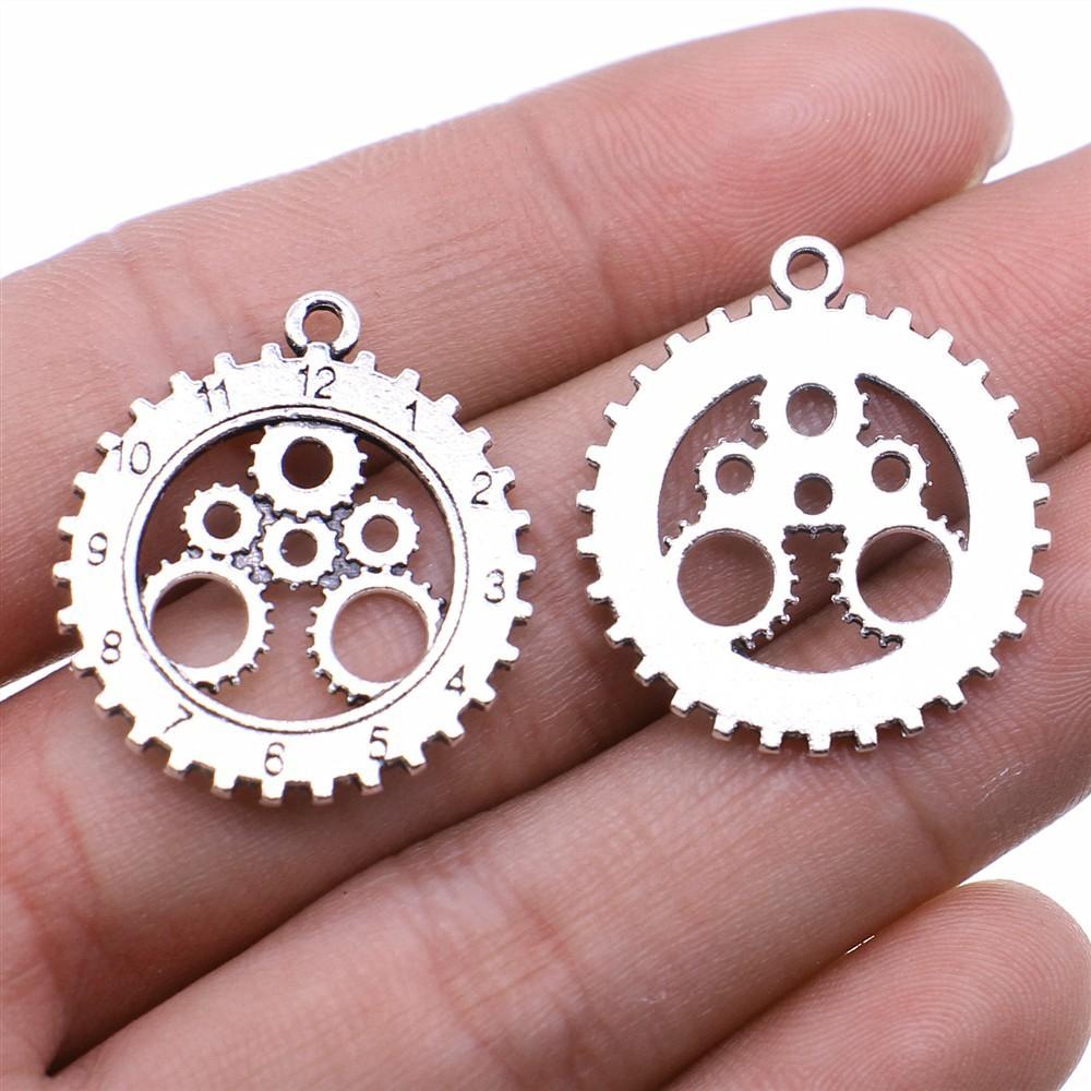 5pcs Charms Gear Steampunk Antique Silver Color Big Gear Steampunk Charms Pendant Jewelry Steampunk Gear Charms