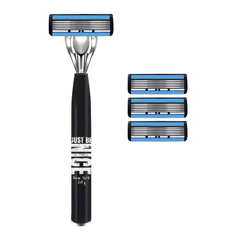 

6-слойное лезвие, мужское лезвие из нержавеющей стали, классическая бритва с промыванием водой, острое лезвие для чистого бритья