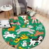 Colorful Dog Pattern Rug for Playroom or Nursery Round Carpet for Home Sofa Bedroom, Gift