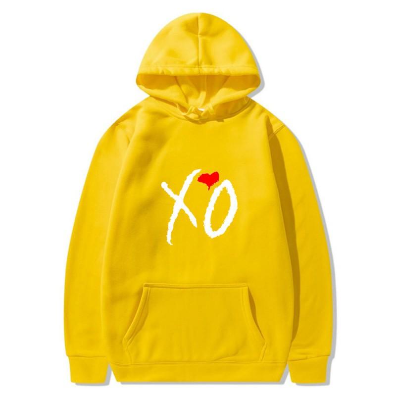 Mens Oversized Hooded Sweatshirt With XO Letter Print Loose Fit Streetwear Casual Top