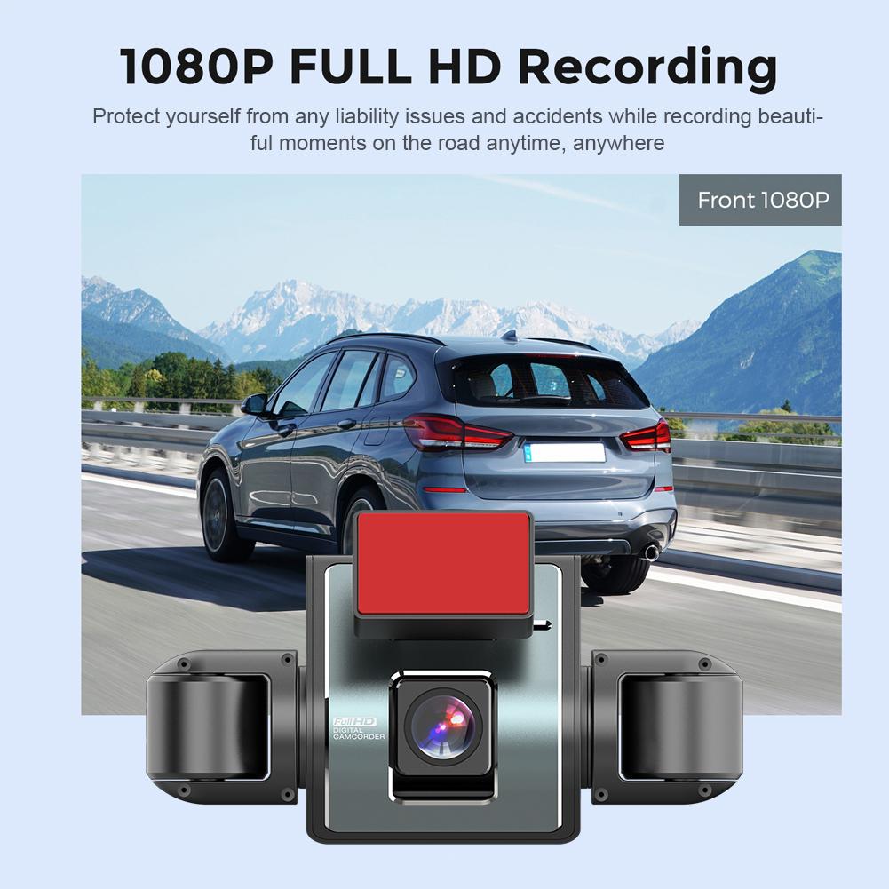 4 Channel Dash Cam Front and Rear Inside 1080P Car Dash Camera with Night Vision G-Sensor Driving Video Recorder for Car