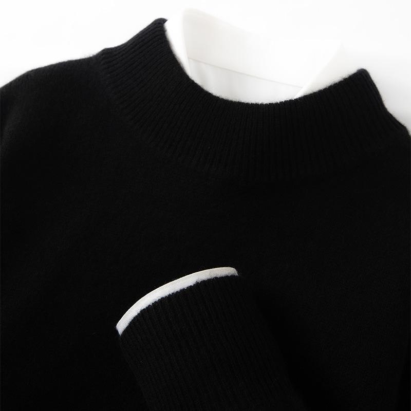Men's High Neck Cashmere Sweater - Long Sleeve, Solid Color, Loose Knit Pullover for Autumn & Winter