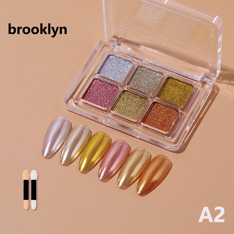 6 Colors Mirror Aurora Solid Nail Glitter Shine Nail Art Decorations Nail Charm Nail Decorations Nail Accessories