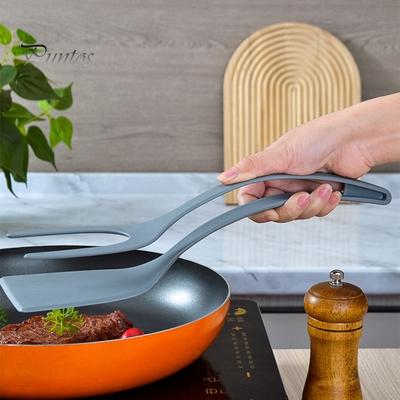 Pinze per spatola in silicone antiscottatura Strumento di cottura multifunzionale Manico ergonomico antiscivolo Morsetto per pala per alimenti per bistecca Pesce Pane Hamburger