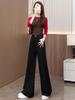 Autumn 2025 Women's Black High-Waisted Loose Fit Denim Flared Pants