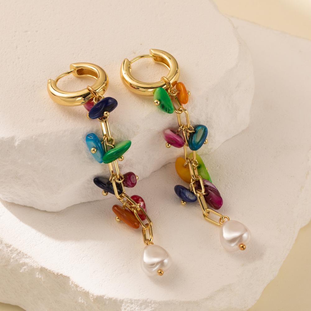 Trendy Irregular Stylish Geometric Earrings With Colorful Stones For Women