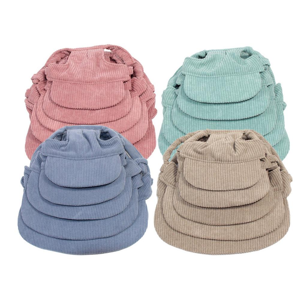 Personalized Custom Embroidery Pet -shedding Exposed Ears Adjustable Rope Buckle Corduroy Hat For All Seasons Universal Outdoor Small Dog Sun Hat