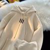 Oversize Fleece Hooded Sweatshirt Men Loose Casual Pullover American Style
