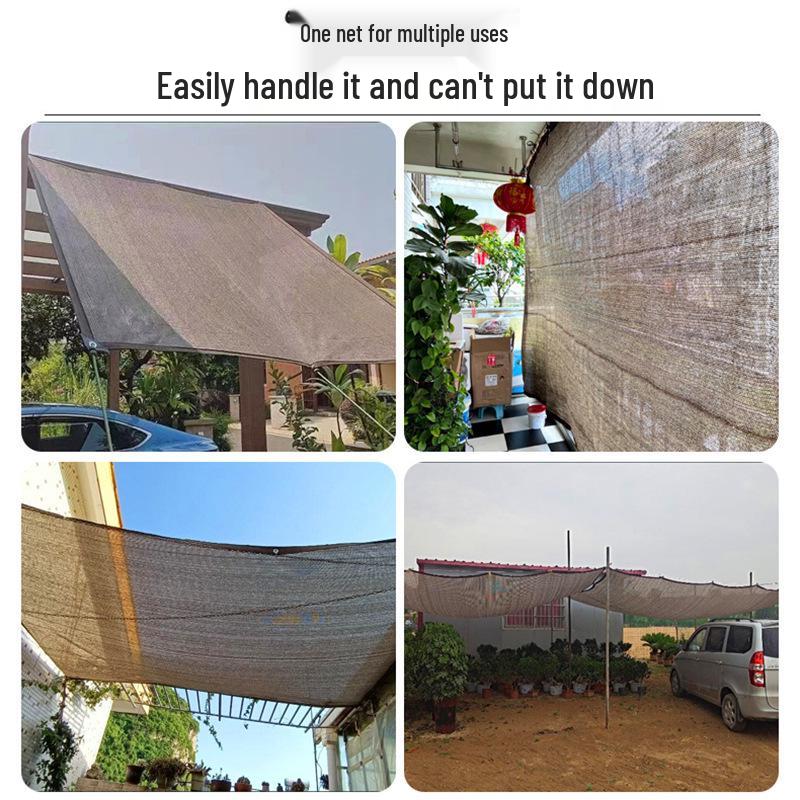 Coffee Shaded Sun Protection Privacy Net for Balconies and Courtyards