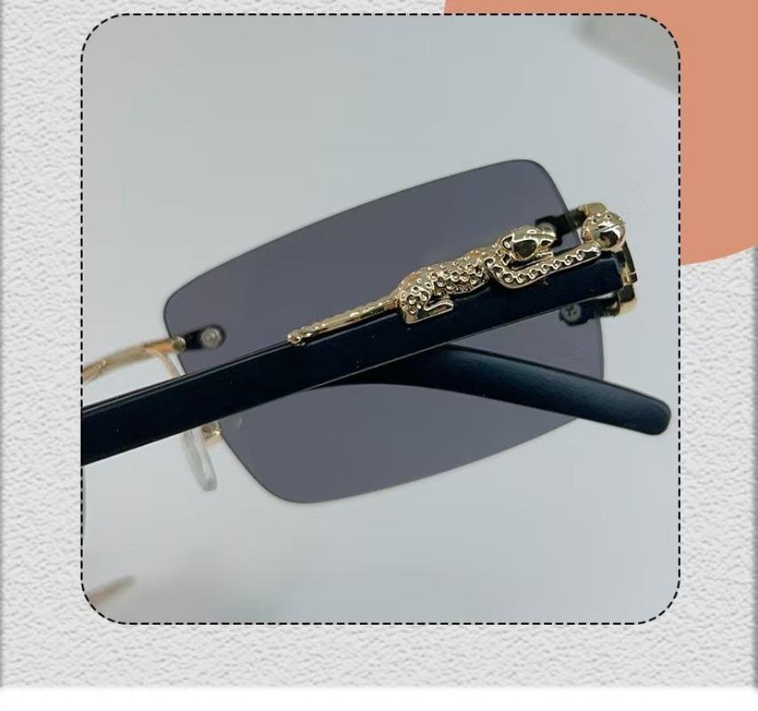 Latest Men Frameless Square Sunglasses Fashionable Women Leopard Decorative Sun Eyeglasses Outdoor Use Anti And Anti Glare Glasses UV400