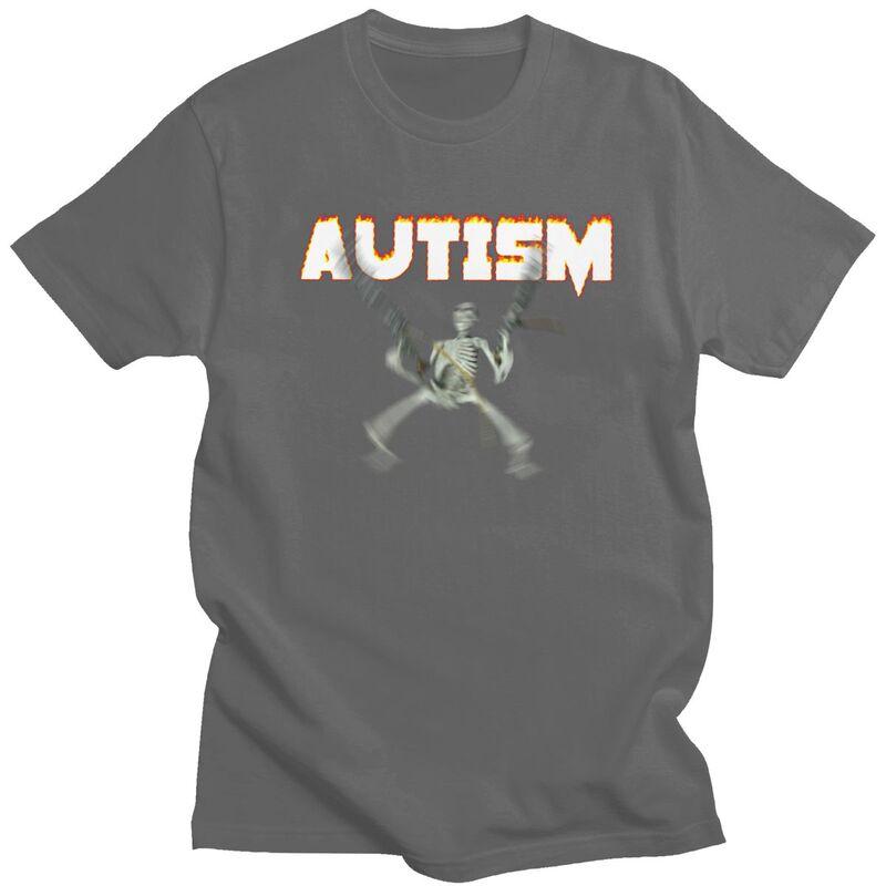 Custom Cool Autism Skeleton Meme T Shirt Men Short Sleeves Pure Cotton Tshirt Casual Tee Tops Fashion Tshirt